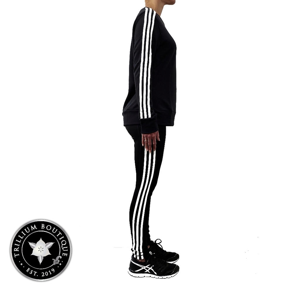 BUNDLE Adidas Climalite 3 Stripe Tights & Crewneck - Picture 10 of 16